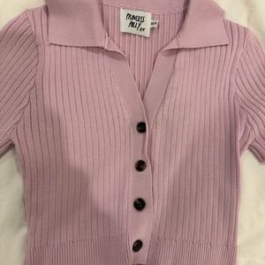 Pinkish purple crop top button up collared from princess polly